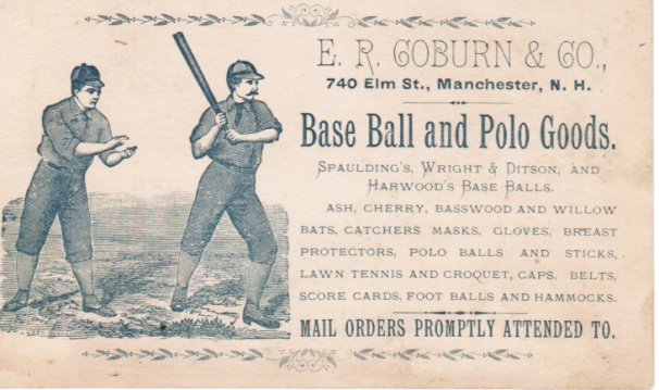 Base Ball and Polo Goods baseball advertising trade card