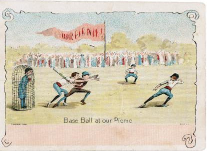 Base Ball at Our Picnic baseball advertising trade card