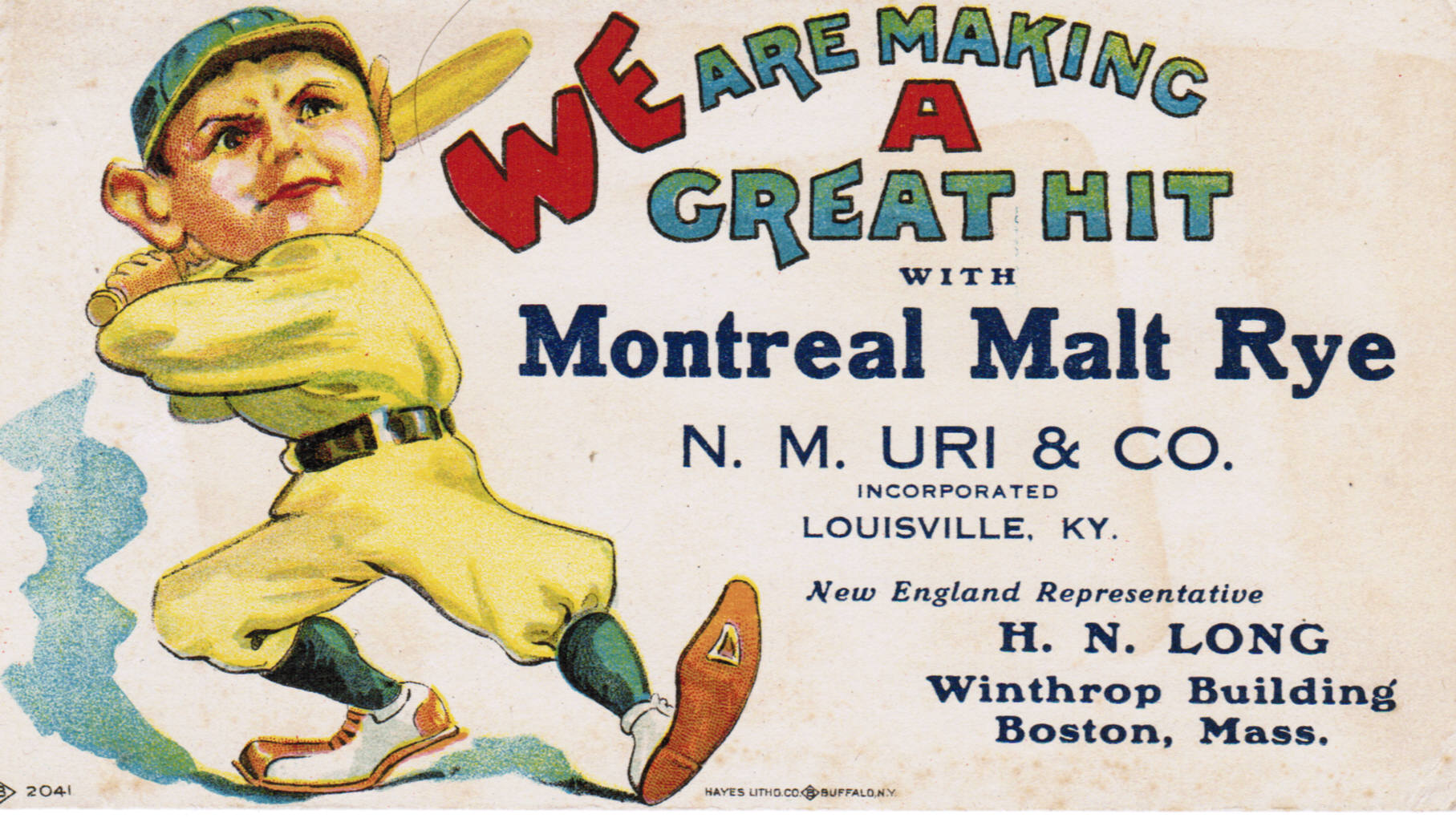 Baseball advertising blotter card: Montreal Malt Rye