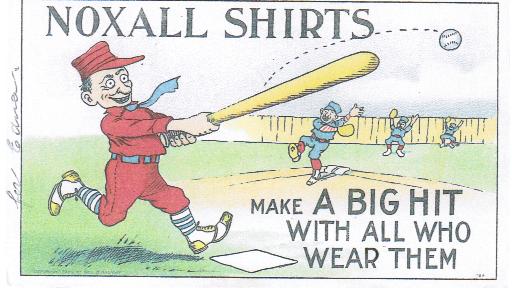 Noxall Shirts baseball advertising trade card