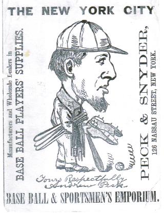 The New York City Base Ball & Sportsmen's Emporium baseball advertising trade card