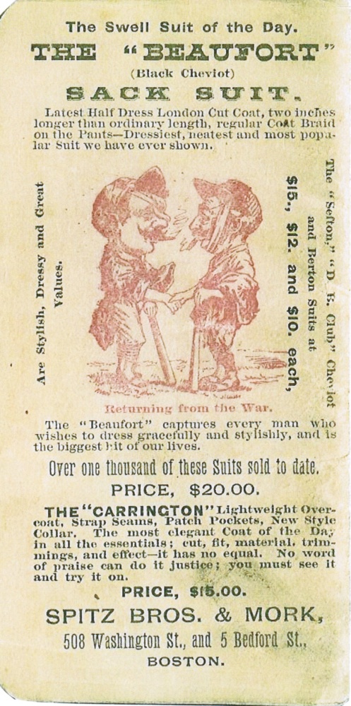 Returning from the War baseball advertising trade card