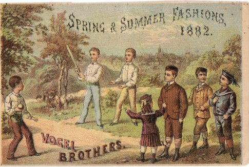 Spring and Summer Fashions 1882 baseball advertising trade card