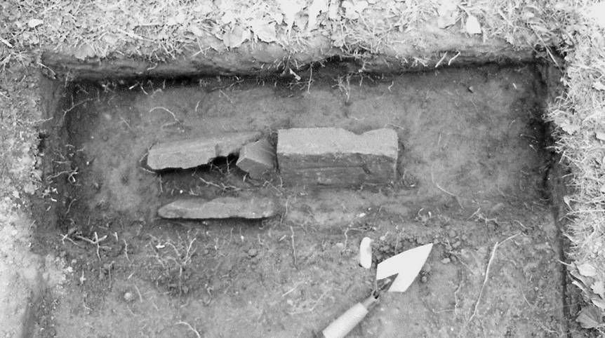 Feature 1 from the Flint House archaeological excavation in porch square K3