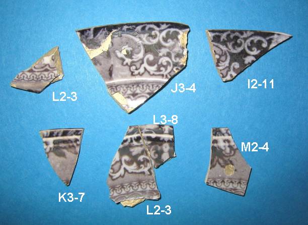 Pearlware fragments from the Flint House archaeological excavation