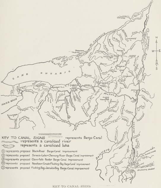 New York State Barge Canal and Proposed Improvements as of 1925.