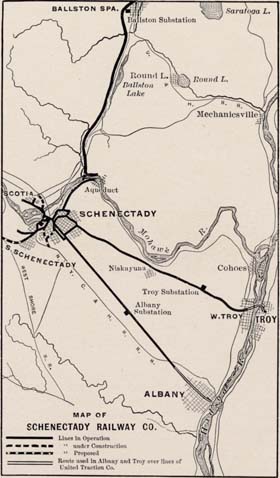 Map of Schenectady Railway Company routes in 1904